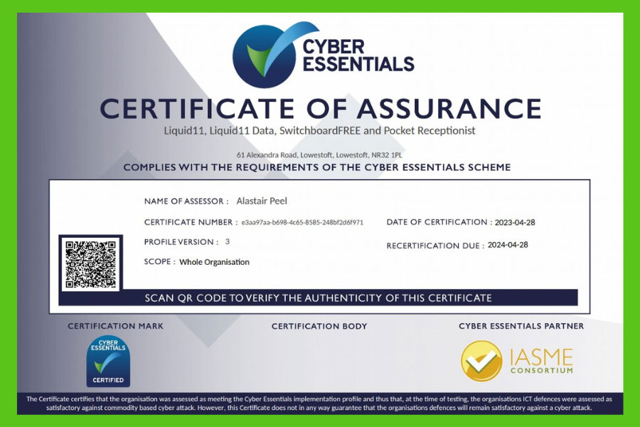 Certificate of Assurance